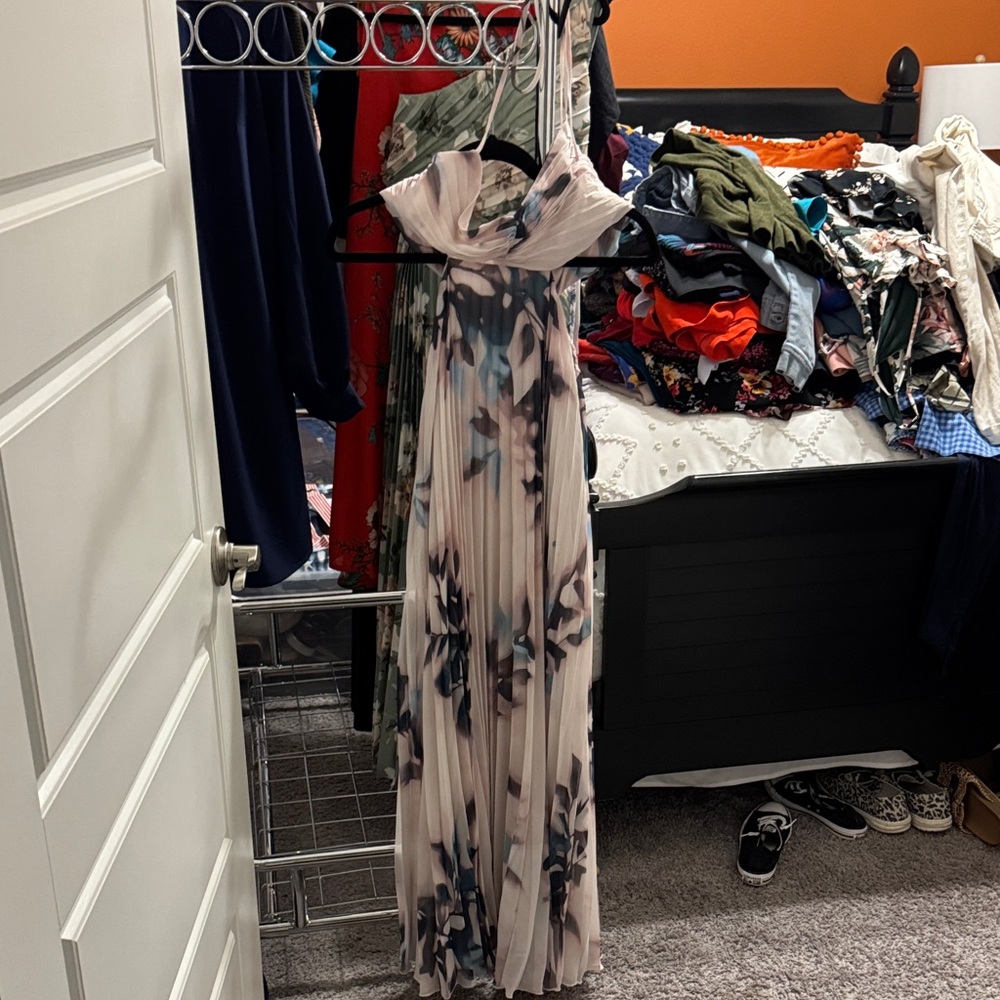 SOLD Abercrombie & Fitch Floral Maxi Dress - Cream and Blue